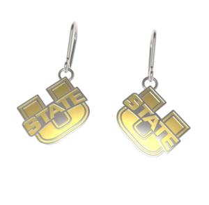 U-State Dangle Earrings Two Tone Silver and Gold